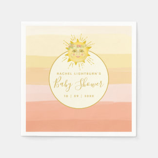 Cute Pink Boho Rainbow Ray van Sunshine Baby showe Servet