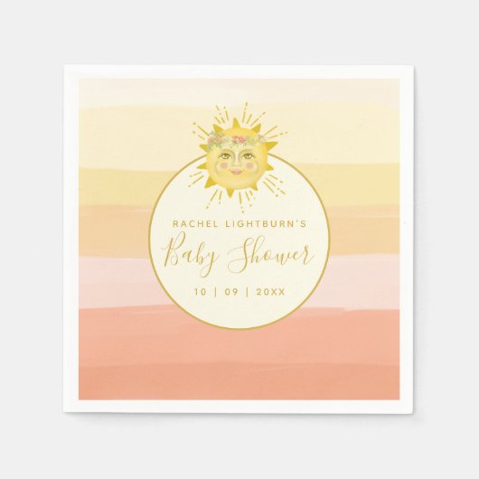Cute Pink Boho Rainbow Ray van Sunshine Baby showe Servet (Voorkant)