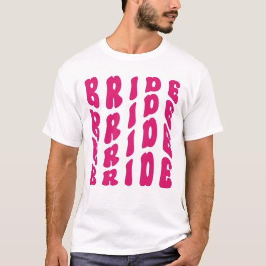 Cute Pink Boho Retro Bachelorette Party Bride T-shirt (Voorkant)