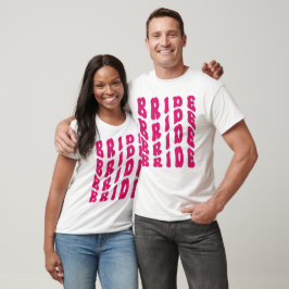 Cute Pink Boho Retro Bachelorette Party Bride T-shirt