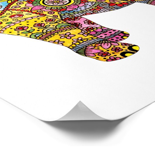 Cute Pink Boho Waterverf Elephant Nursery Decor Poster (Hoek)