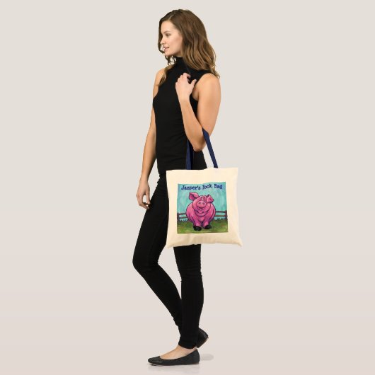 Cute Pink Book Bag Tote Bag (Voorkant (model))