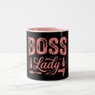 Cute Pink Boss Lady Design Tweekleurige Koffiemok