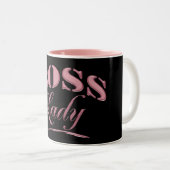 Cute Pink Boss Lady Design Tweekleurige Koffiemok (Voorkant rechts)