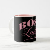 Cute Pink Boss Lady Design Tweekleurige Koffiemok (Voorkant links)