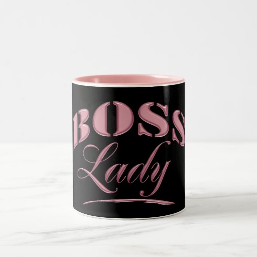 Cute Pink Boss Lady Design Tweekleurige Koffiemok (Center)