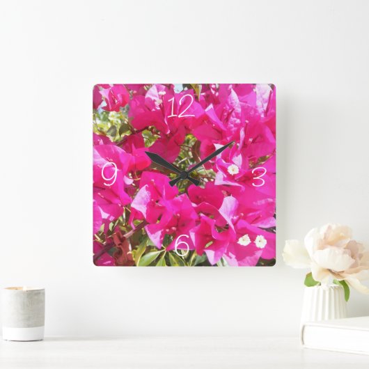 Cute Pink Bougainvillea Print Wall klokken (Huis)