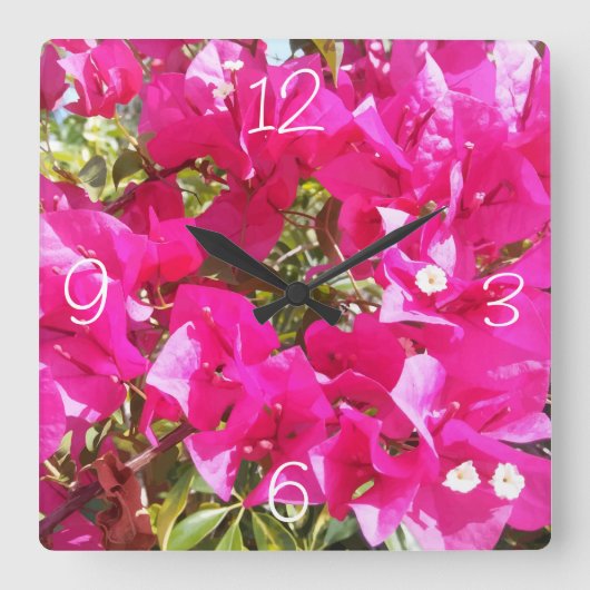 Cute Pink Bougainvillea Print Wall klokken (Voorkant)
