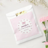 Cute Pink Bow 1st Birthday Party Bedankzakje (Gezegeld)