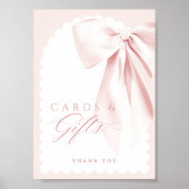 Cute Pink Bow Baby Shower Cards & Gifts Table Sign Poster (Voorkant)