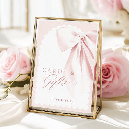 Cute Pink Bow Baby Shower Cards & Gifts Table Sign Poster