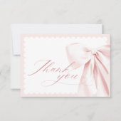 Cute Pink Bow Baby Shower Thank You Card Bedankkaart (Voorkant)