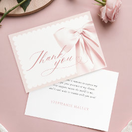 Cute Pink Bow Baby Shower Thank You Card Bedankkaart