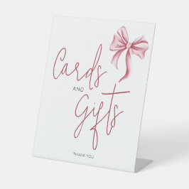 Cute Pink Bow Cards Gifts Reclamebord Met Voetstuk