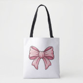 Cute Pink Bow Coquette Aesthetic Canvas Tote Bag (Voorkant)