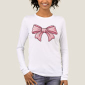 Cute Pink Bow Coquette Aesthetic Long Sleeve  Tri-Blend Shirt (Voorkant volledig)