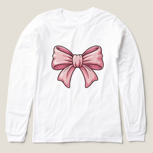Cute Pink Bow Coquette Aesthetic Long Sleeve  Tri-Blend Shirt (Voorkant)