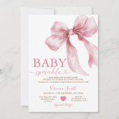 Cute Pink Bow Coquette Baby Sprinkle Baby Shower Kaart (Voorkant)