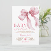 Cute Pink Bow Coquette Baby Sprinkle Baby Shower Kaart (Staand voorkant)