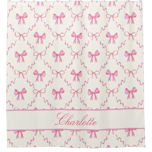 Cute Pink Bow Douchegordijn (Voorkant)