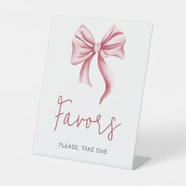 Cute Pink Bow Favor Gifts Reclamebord Met Voetstuk