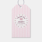 Cute Pink Bow First Birthday  Cadeaulabel (Voorkant)