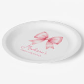 Cute Pink Bow Girl First Birthday Papieren Bordje (Gekanteld)