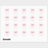 Cute Pink Bow Girl First Birthday Ronde Sticker (Vel)