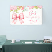 Cute Pink Bow Girl First Birthday Spandoek (Beurs)