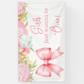 Cute Pink Bow Girl First Birthday Spandoek (Verticaal)