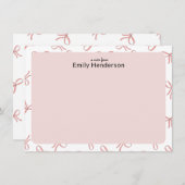 Cute Pink Bow Girly Coquette Bow Frame  Notitiekaartje (Voorkant / Achterkant)
