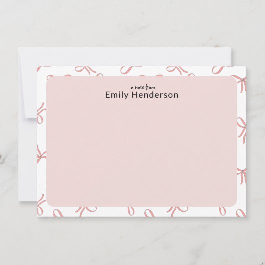 Cute Pink Bow Girly Coquette Bow Frame  Notitiekaartje (Voorkant)
