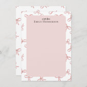 Cute Pink Bow Girly Coquette Frame  Notitiekaartje (Voorkant / Achterkant)