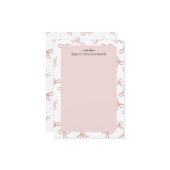 Cute Pink Bow Girly Coquette Frame  Notitiekaartje (Voorkant / Achterkant in situ)