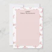 Cute Pink Bow Girly Coquette Frame  Notitiekaartje (Voorkant)
