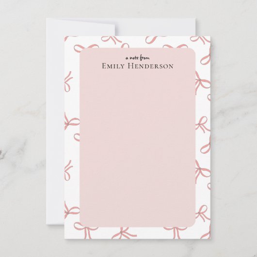 Cute Pink Bow Girly Coquette Frame  Notitiekaartje (Voorkant)