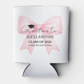 Cute Pink Bow Graduation Cap Graduate Blikjeskoeler (Voorkant)