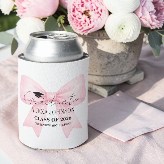 Cute Pink Bow Graduation Cap Graduate Blikjeskoeler