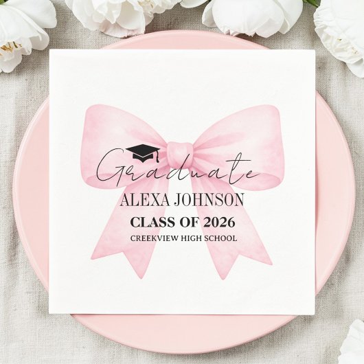 Cute Pink Bow Graduation Cap Graduate Servet