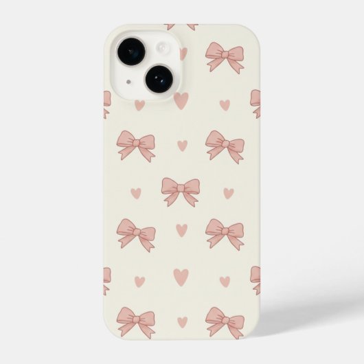 Cute Pink Bow & Heart Coquette AestheticPhone Case iPhone Hoesje (Achterkant)