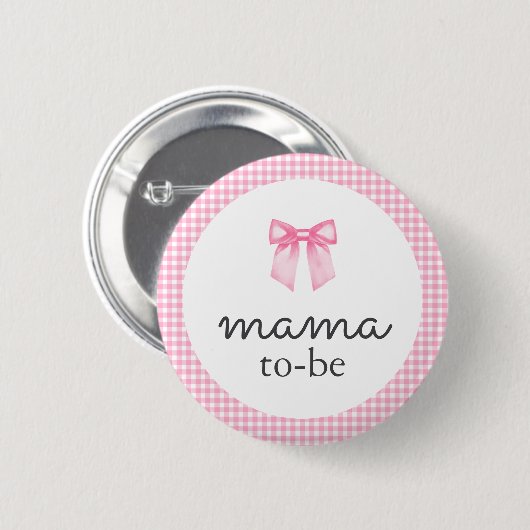 Cute Pink Bow Mama To Be Ronde Button 5,7 Cm (Voorkant /achterkant)