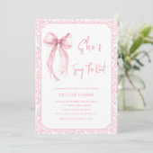 Cute Pink Bow She's Tying The Knot Bridal Shower Kaart (Staand voorkant)