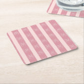 Cute Pink Bow Stripe Pattern – Girly Aesthetic Kartonnen Onderzetters (Schuin)