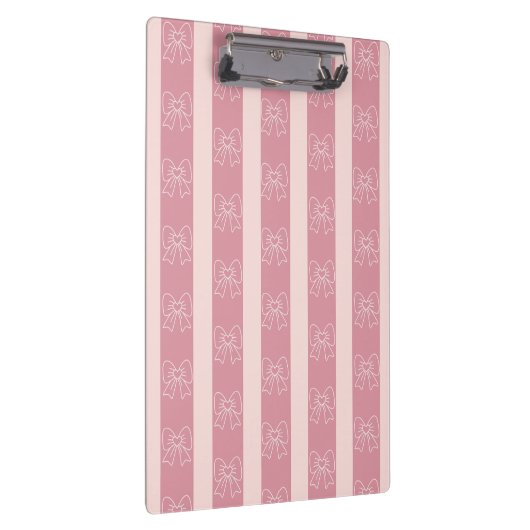Cute Pink Bow Stripe Pattern – Girly Aesthetic Klembord (Rechts)