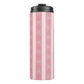 Cute Pink Bow Stripe Pattern – Girly Aesthetic Thermosbeker (Voorkant)
