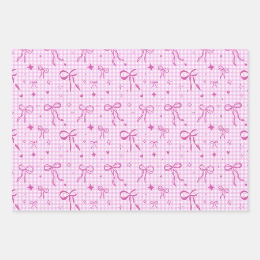 Cute Pink Bow Wrapping Paper (Voorkant 3)