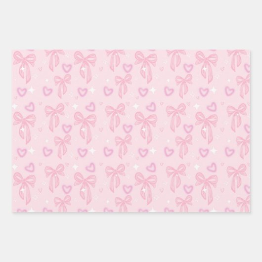 Cute Pink Bow Wrapping Paper (Voorkant 3)