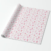 Cute Pink Bow Wrapping Paper Cadeaupapier (Uitgerold)