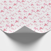 Cute Pink Bow Wrapping Paper Cadeaupapier (Hoek)