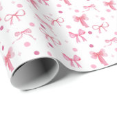 Cute Pink Bow Wrapping Paper Cadeaupapier (Rol Hoek)